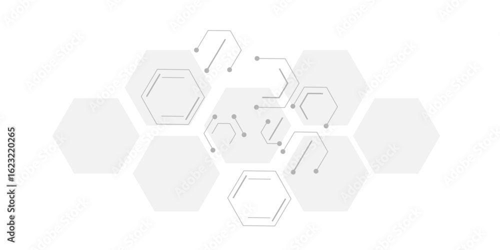 Aufkleber minimalistic tech background with thin gray hexagonal outlines and dotted connection nodes, creating