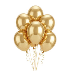 Floating cluster of lustrous golden balloons radiating celebratory elegance and festive charm