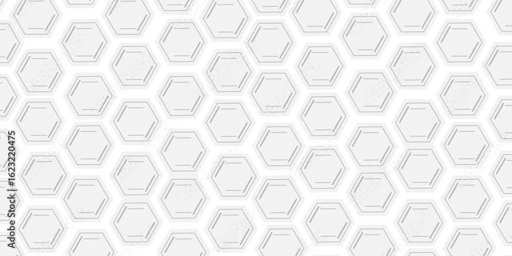 Aufkleber modern white hexagonal abstract background with 3d layered shapes and soft shadows, creating a futur