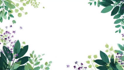 Spring floral frame, white background, nature design, invitation template