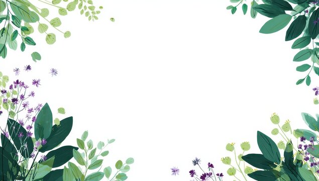 Spring floral frame, white background, nature design, invitation template