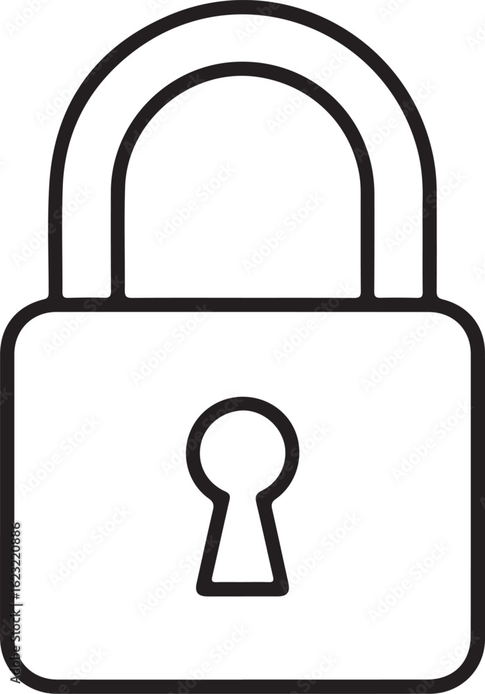 Poster simple outline icon of a padlock symbol representing security and protection
