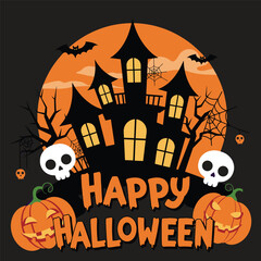 illustration for happy halloween in flat style design