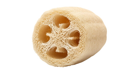 Closeup of a loofah sponge, a natural exfoliating scrub for bath and body care, isolated on transparent background