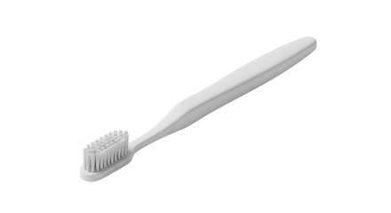 A simple white toothbrush isolated on transparent background, a dental hygiene tool for oral care and teeth cleaning, promoting a healthy and fresh mouth