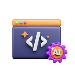 AI tech 3d ui icon