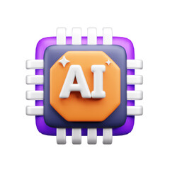 AI tech 3d ui icon