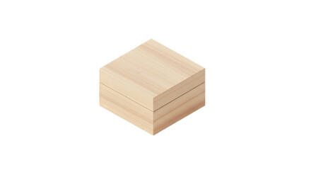 Isometric wooden box isolated on transparent background, perfect for storage, packaging, or display, showcasing natural grain and minimalist design in a clean studio shot