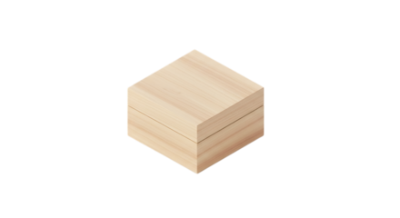 Isometric wooden box isolated on transparent background, perfect for storage, packaging, or display, showcasing natural grain and minimalist design in a clean studio shot