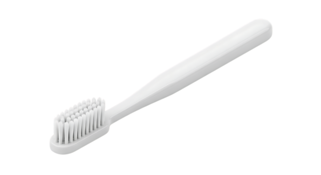 White toothbrush isolated on transparent background, a simple and essential tool for maintaining oral hygiene and dental care, promoting a healthy and clean mouth