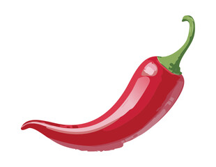 Fresh Curved Red Chili Pepper - Vector Illustration