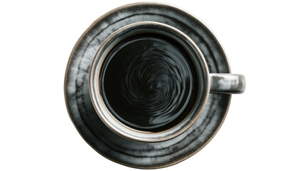 Dark Coffee Cup on Saucer Top View