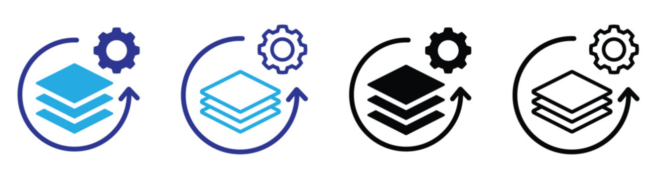 batch processing icon. vector illustration on transparent background. icon for app, website, ui, logo and banner.
