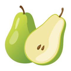 Fresh Organic Green Pears Fruit Closeup - Vector Illustration