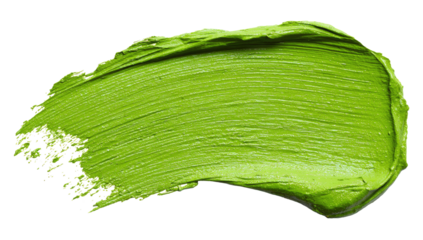 A vibrant, textured, light-green paint stroke