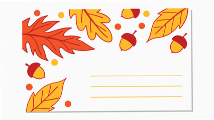 Obraz premium Autumn Leaves Acorns Postcard Design fall seasonal