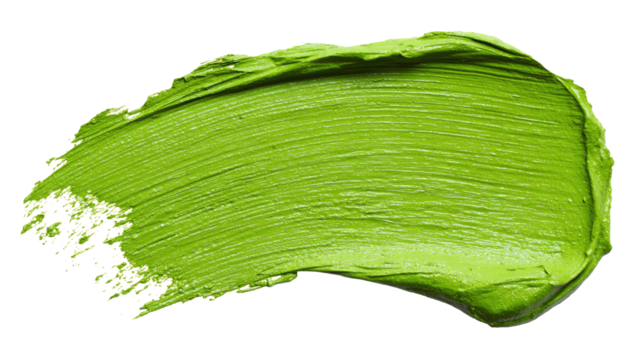 A vibrant, textured, light-green paint stroke