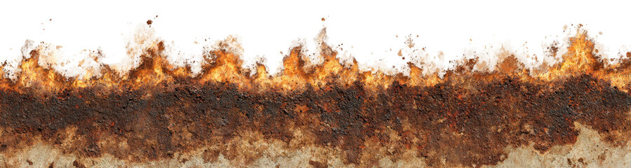 Oxidized metal edge with irregular texture