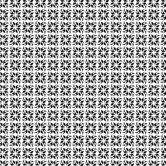 Black and white vector seamless pattern with small diamonds , star shapes ,rhombuses .Abstract black and white geometric texture .Simple minimal wide repeat background .