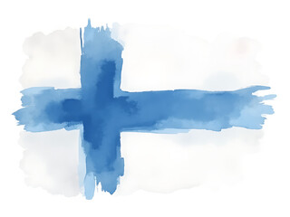 flag of finland with watercolor. water color flag. watercolor painting