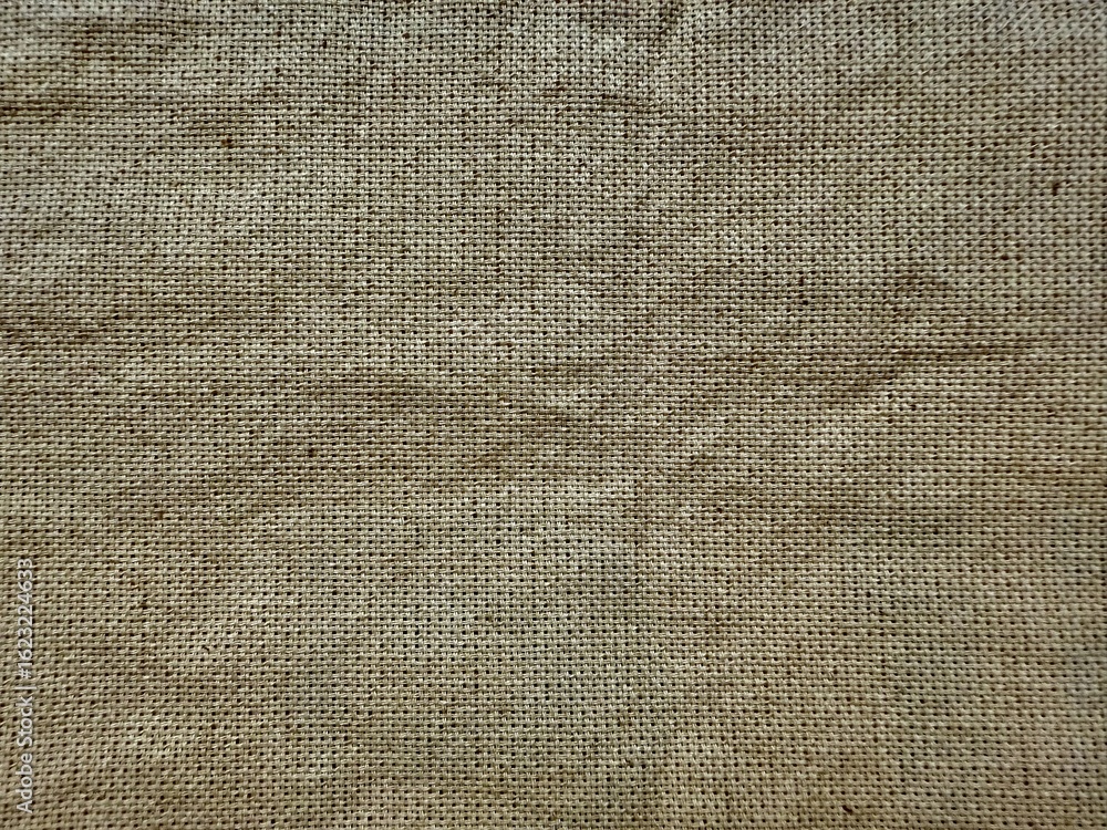 Poster natural beige burlap fabric texture with visible weave pattern for eco product packaging or rustic b