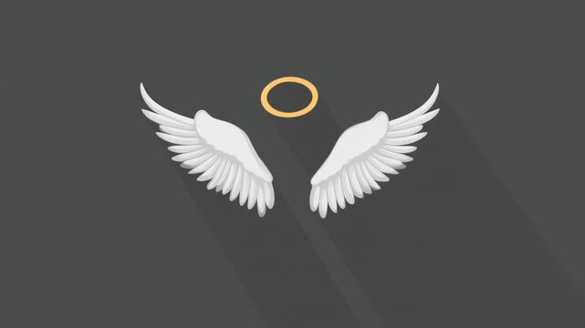 Animated Angel Wings with Halo Icon Motion Graphics for Religious Projects and Design