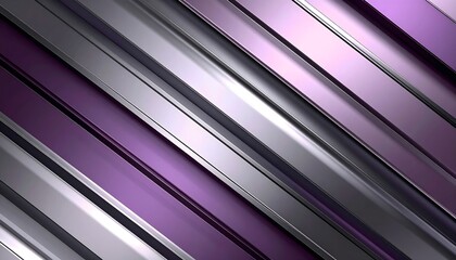 Fototapeta premium Diagonal stripes of purple and silver create an abstract, modern background. The metallic sheen gives the image a sleek, industrial feel.