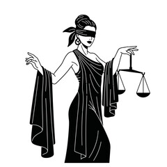 Blindfolded Woman in Grecian Robe Holding Scales of Justice