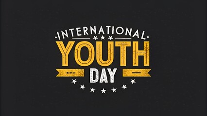 International youth day graphic design with stars and banner on a dark background