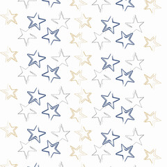 Beautiful vector seamless pattern with watercolor colorful stars. Stock illustration.
