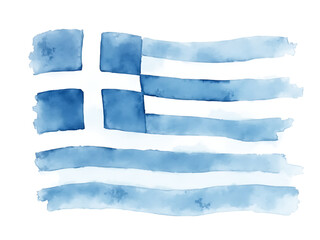 flag of Greece with watercolor. water color flag. watercolor painting