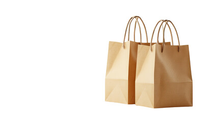 3D rendering icon of paper shopping bags with handles and eco-friendly design on white background