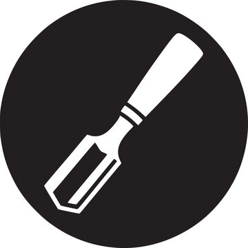 white chisel on black circle clip art preview