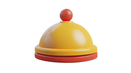 3D rendering of gold notification bell icon with alert concept on white background