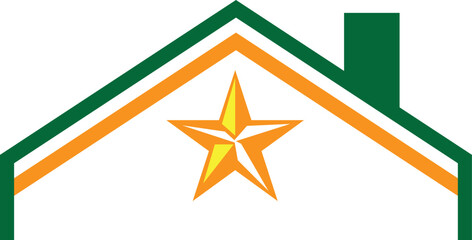 Star Home Roof Logo Vector Design for Real Estate and Construction Template