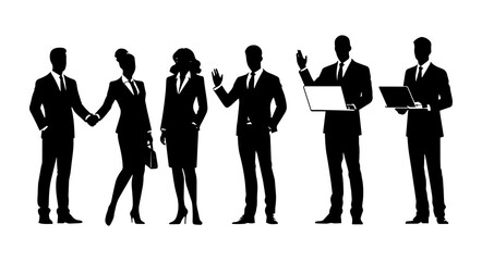Business People Silhouette Set – Black Vector Collection of Professional Human Figures