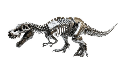 3D rendering of Tyrannosaurus rex dinosaur in fierce prehistoric pose on white background