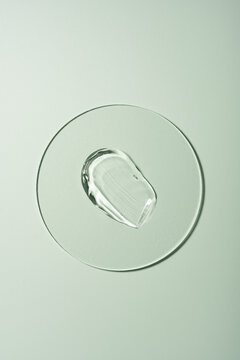 Top view of gel smear on transparent laboratory surface