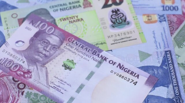 Nigeria money, naira, paper banknotes, cash. Nigerian money for doing business, travelling - Powered by Adobe