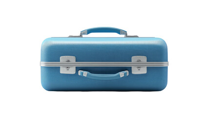 3D realistic rendering of blue travel suitcase cabin luggage on white background