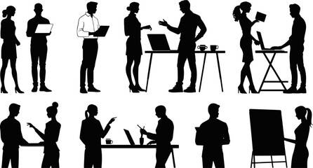 Business People Silhouette Set – Black Vector Collection of Professional Human Figures
