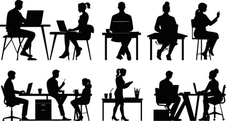 Business People Silhouette Set – Black Vector Collection of Professional Human Figures