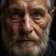 Portrait of Elderly Man with Gray Hair and Beard