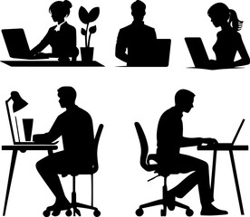Business People Silhouette Set – Black Vector Collection of Professional Human Figures