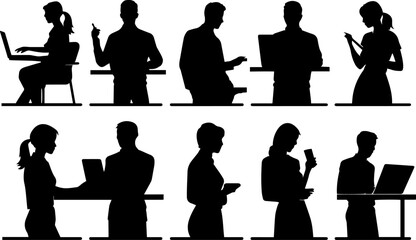 Business People Silhouette Set – Black Vector Collection of Professional Human Figures