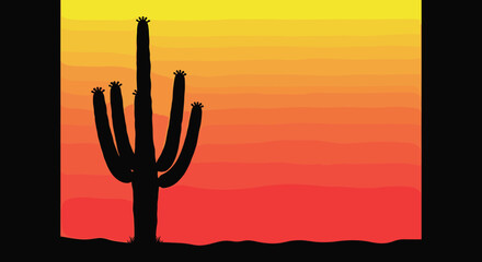 Saguaro cactus sunset silhouette, desert nature beauty, vibrant sky colors, evening landscape scene, twilight plant image, peaceful horizon view
