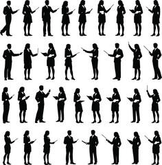Business People Silhouette Set – Black Vector Collection of Professional Human Figures