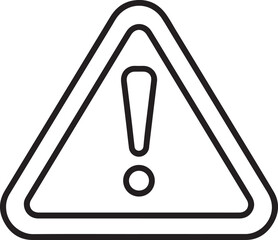 Black and white outline of a warning sign with an exclamation mark inside a triangle