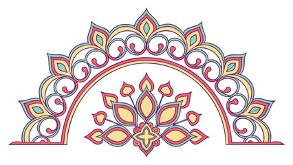 Ornate floral arch with pastel colors decorative