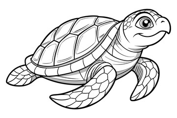 coloring page line art the loggerhead turtle black vector